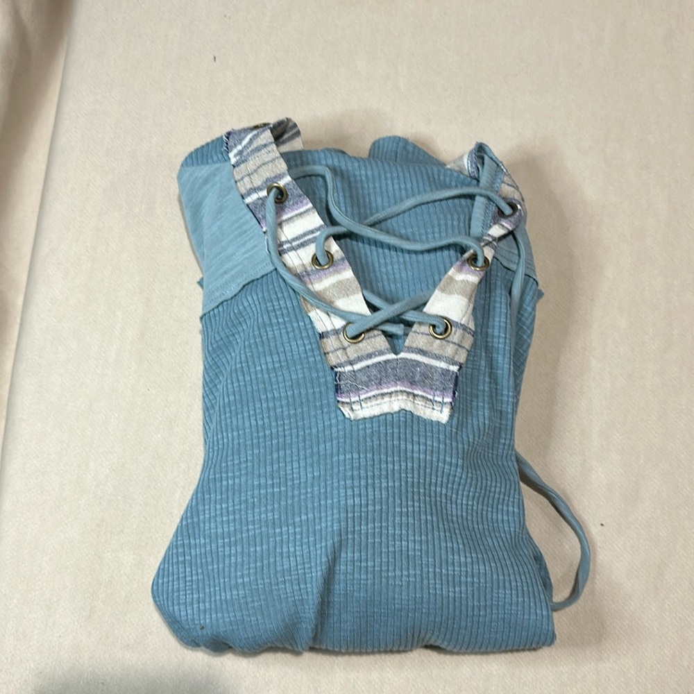 Hem and Thread Beachy Night Stripe Hoodie NWT